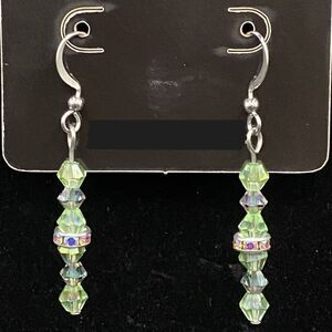 Handmade Seafoam Green & Clear AB Crystal with Rhinestone Earrings by Neanie-Bot